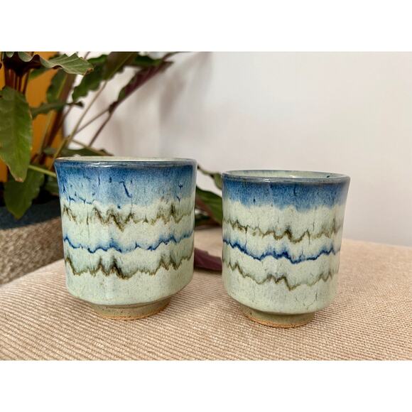 Handmade Studio Pottery Mugs, Vintage Tea/Coffee Cups, Mid Century Barware Retro - Picture 1 of 10